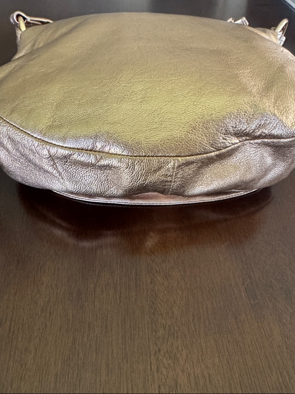 Coach Metallic Soft Leather Flap Hobo Shoulder Bag Gold/Rose Gold - NO CALLOUTS - Picture 9 of 16